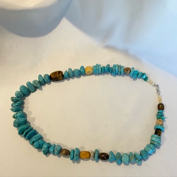 Chunky Boho Turquoise Nuggets Necklace & Bracelet Set - Picture 4 of 5